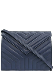 V形缝线单肩包，海军蓝