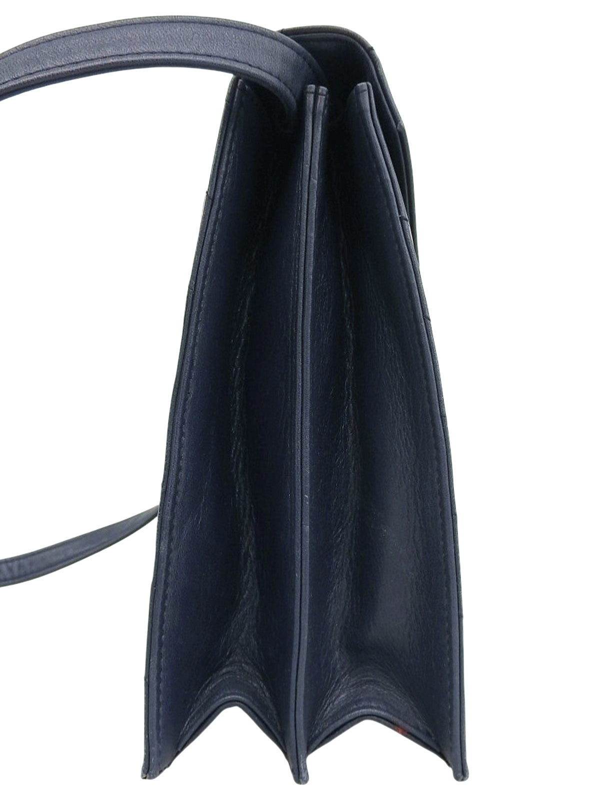 V形缝线单肩包，海军蓝