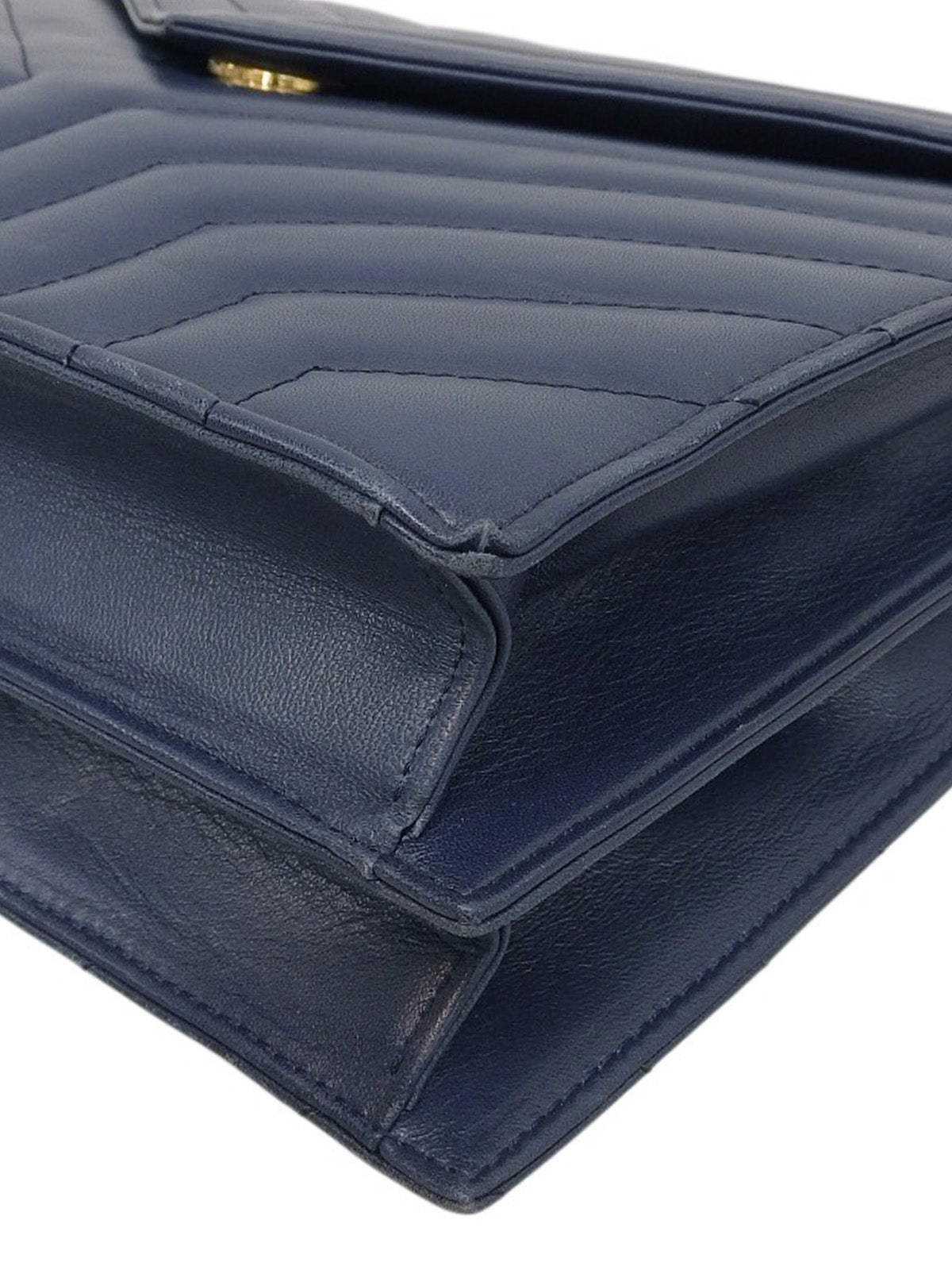 V形缝线单肩包，海军蓝