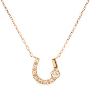 4℃ 10K Diamond Horseshoe Necklace Pink Gold