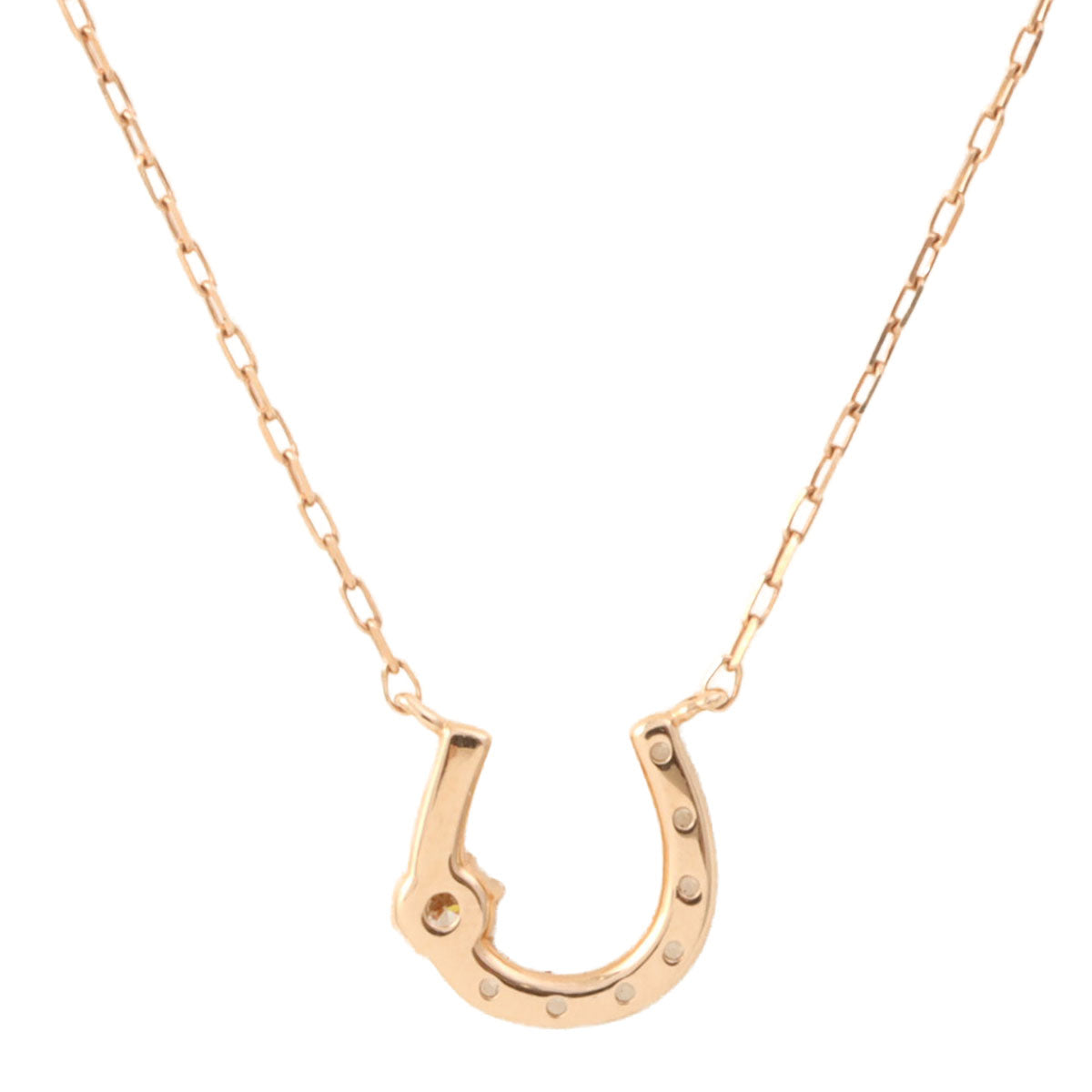4℃ 10K Diamond Horseshoe Necklace Pink Gold