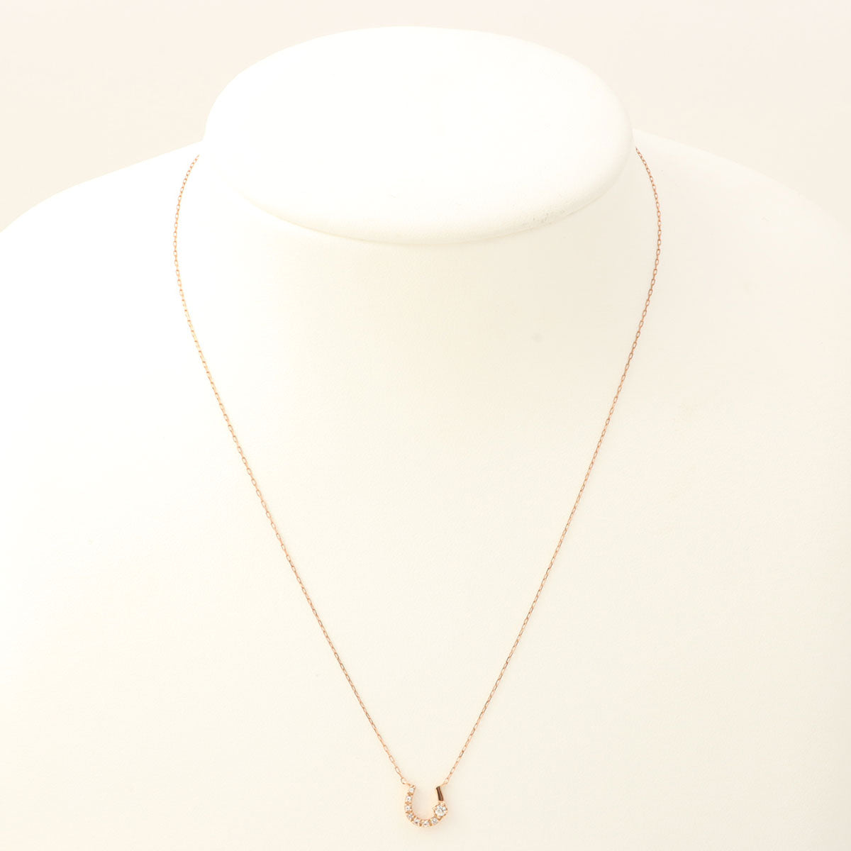 4℃ 10K Diamond Horseshoe Necklace Pink Gold
