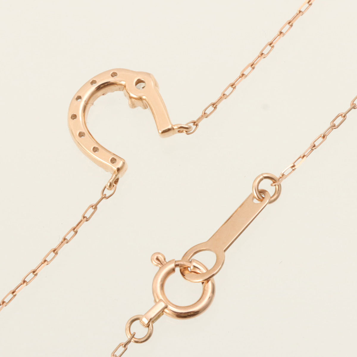 4℃ 10K Diamond Horseshoe Necklace Pink Gold
