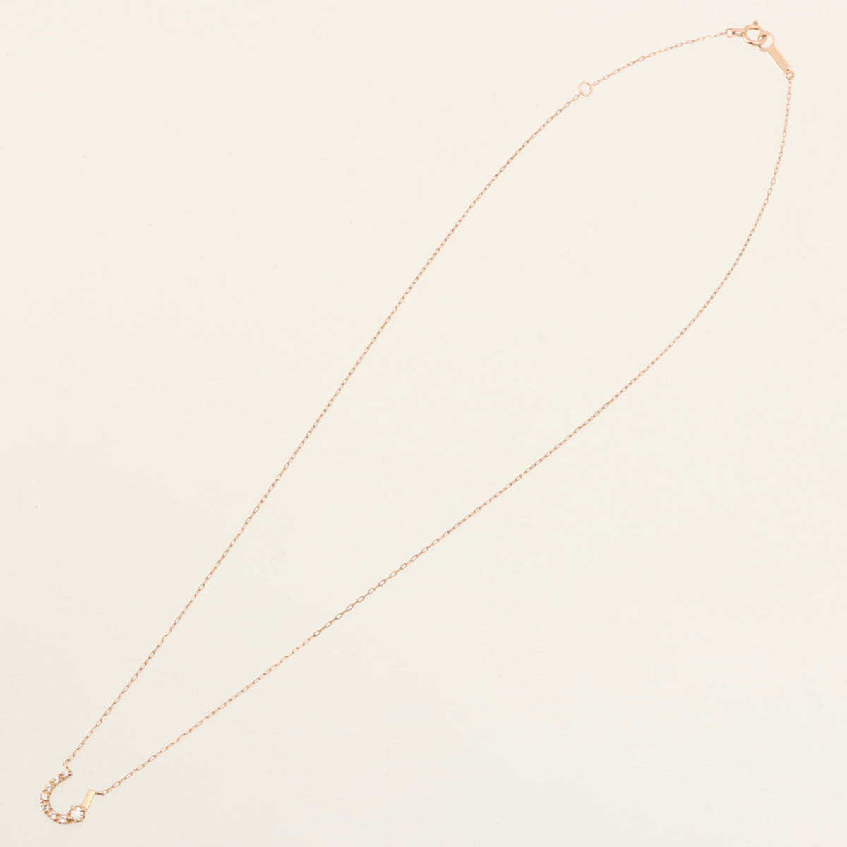 4℃ 10K Diamond Horseshoe Necklace Pink Gold