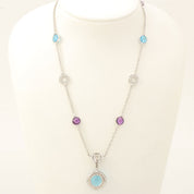 18K Parentesi Cocktail Necklace Silver/Light Blue/Purple