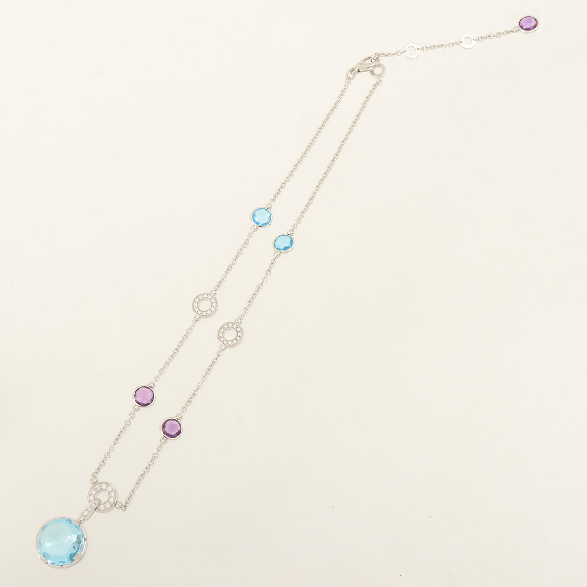 18K Parentesi Cocktail Necklace Silver/Light Blue/Purple