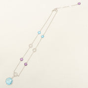 18K Parentesi Cocktail Necklace Silver/Light Blue/Purple