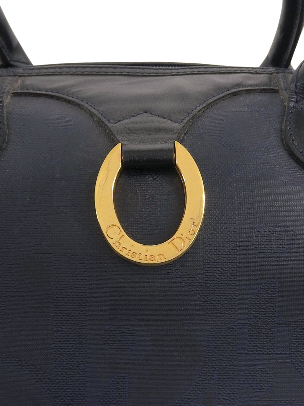 トロッターパターンロゴプレートボストンバッグ ネイビー