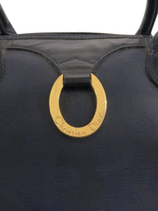 Trotter Pattern Logo Plate Boston Bag Navy
