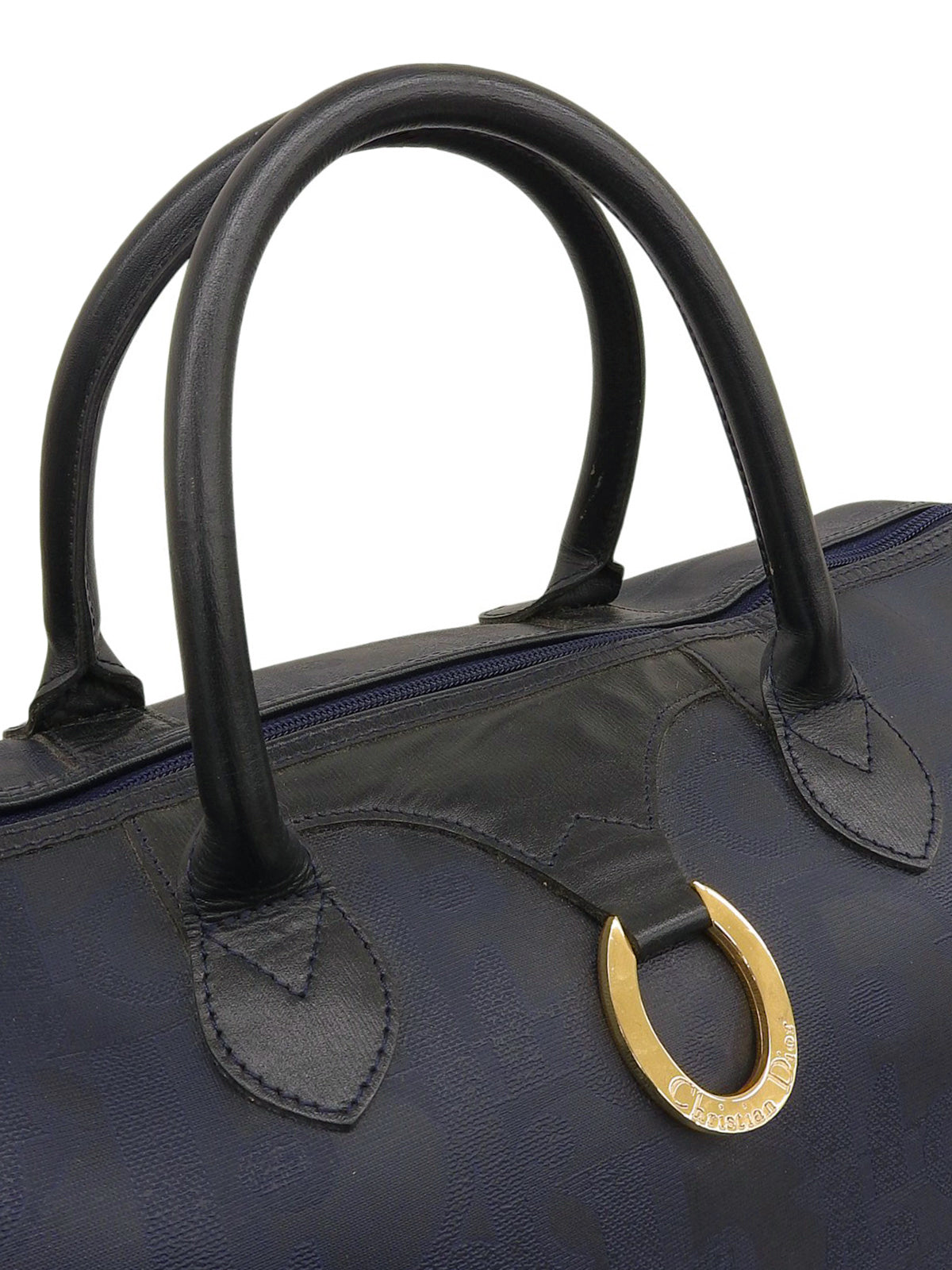 Trotter Pattern Logo Plate Boston Bag Navy