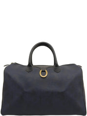 トロッターパターンロゴプレートボストンバッグ ネイビー