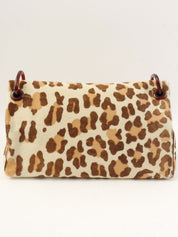 Harako Leopard Print Logo Plate Plastic Shoulder Bag in Ivory/Brown