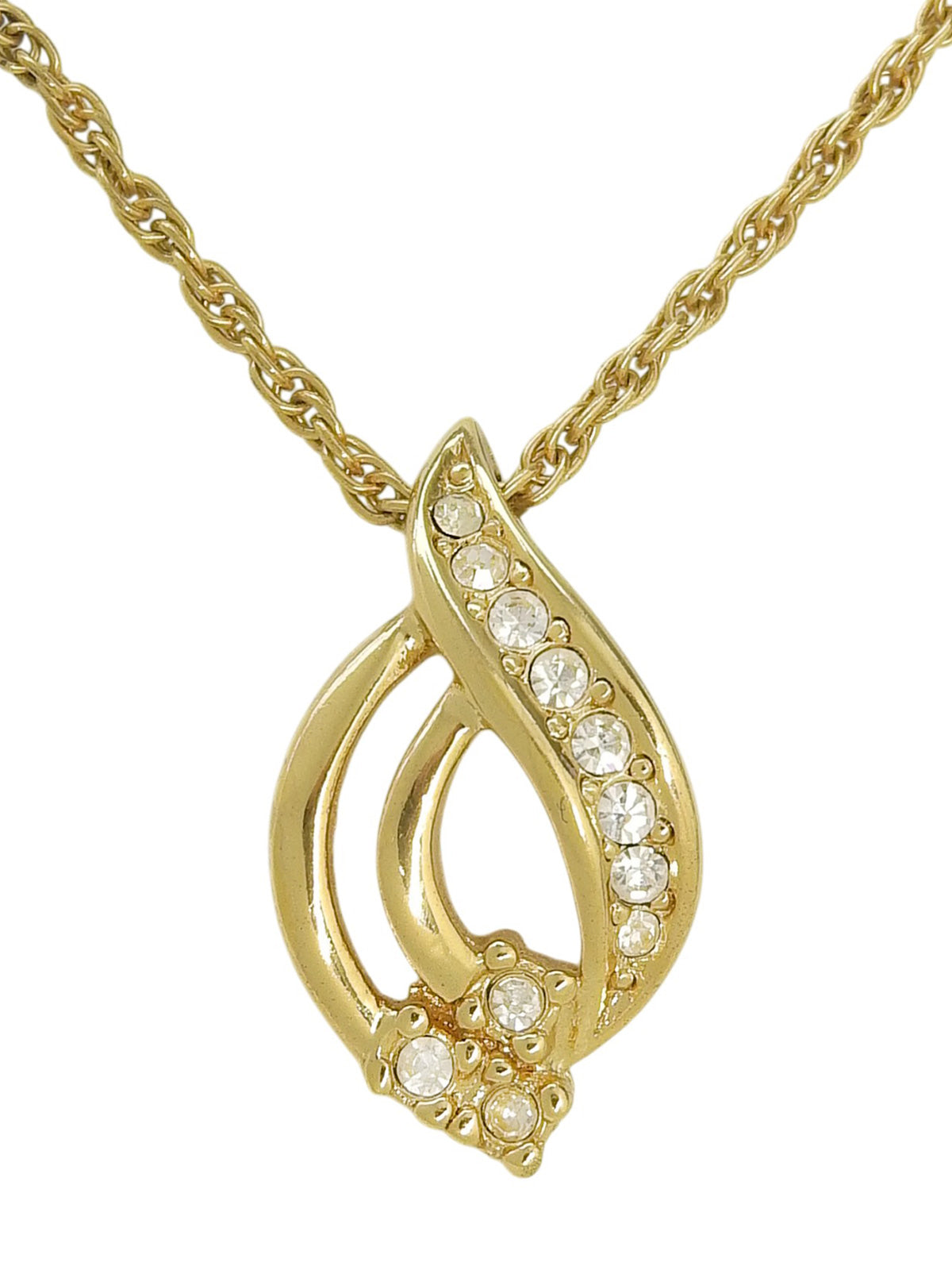 Rhinestone Design Motif Necklace Gold