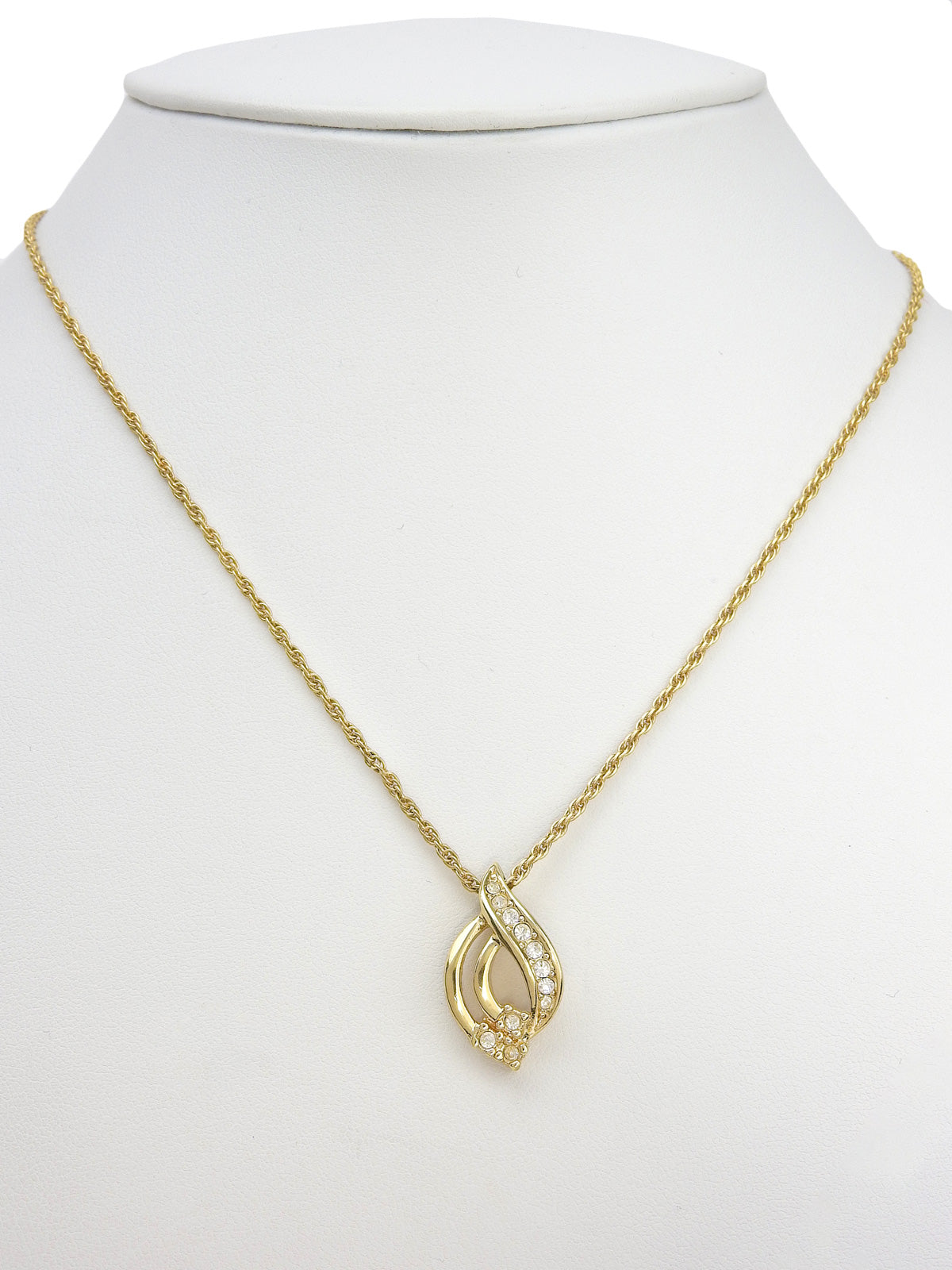 Rhinestone Design Motif Necklace Gold