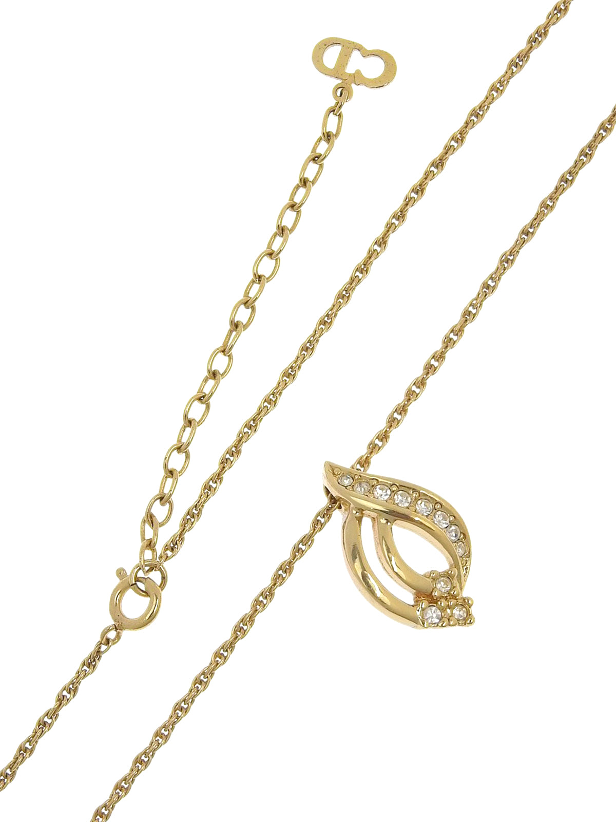 Rhinestone Design Motif Necklace Gold
