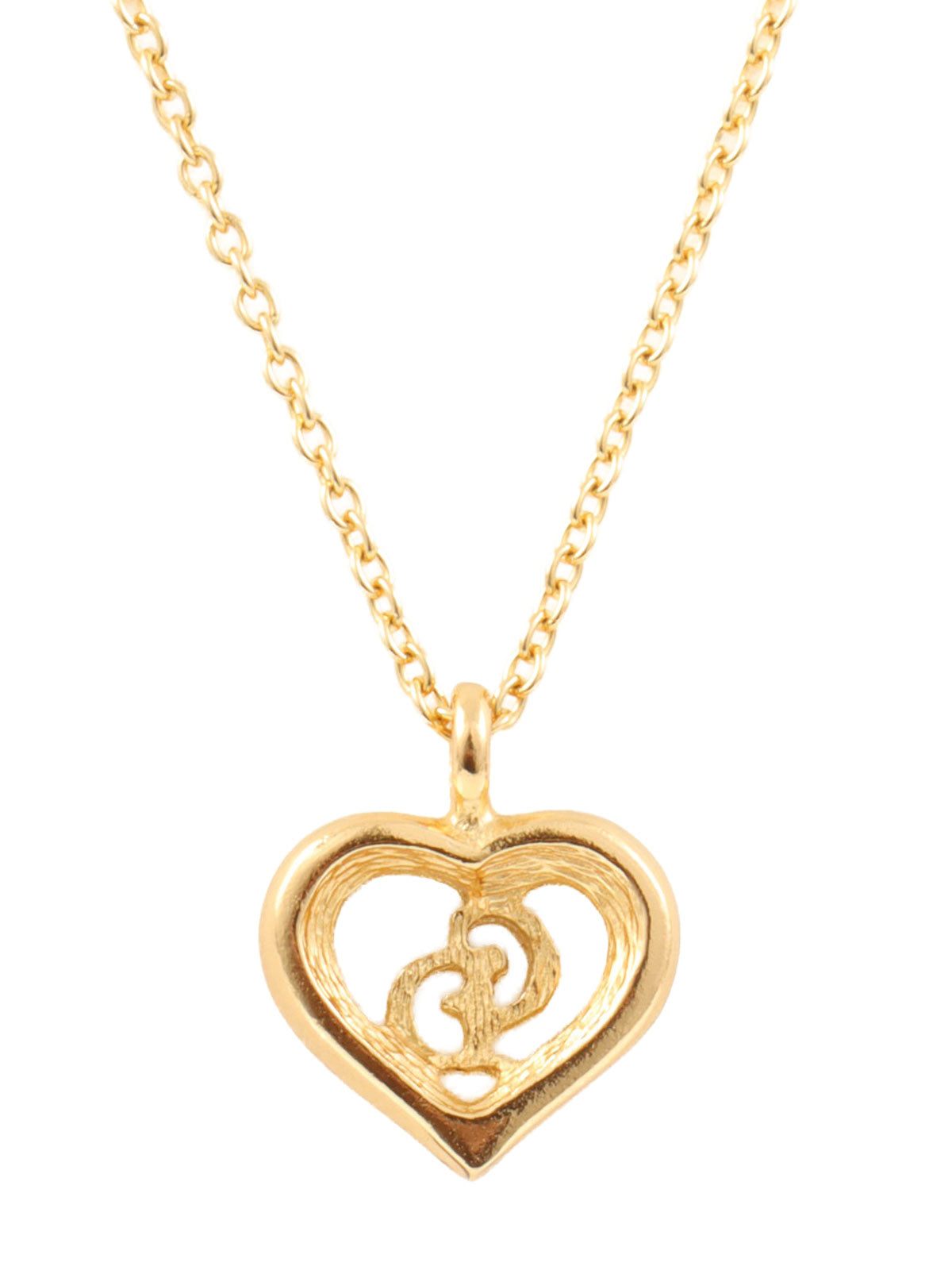 ハートカットアウトロゴネックレス ゴールド