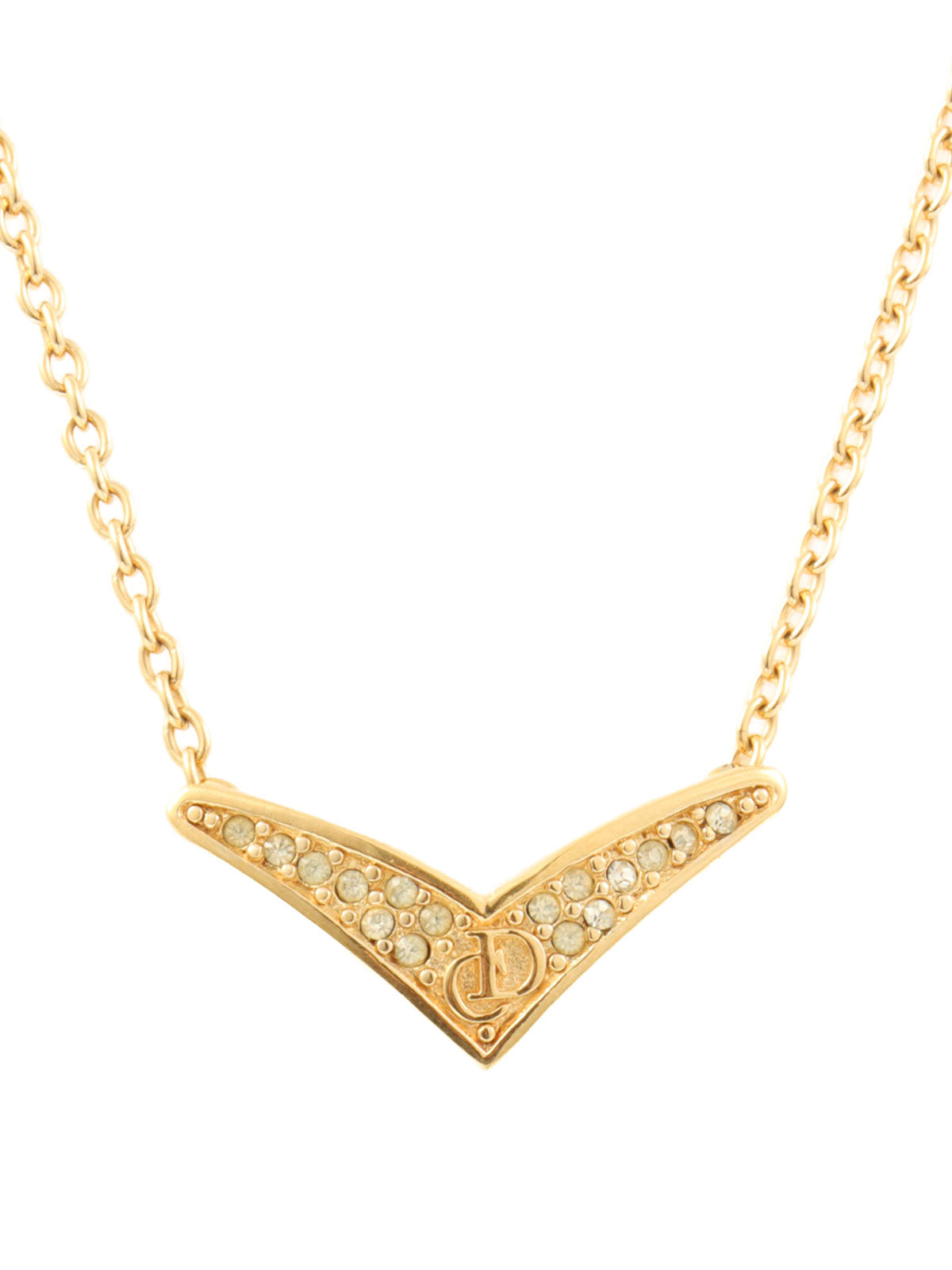 金镶钻V字形项链