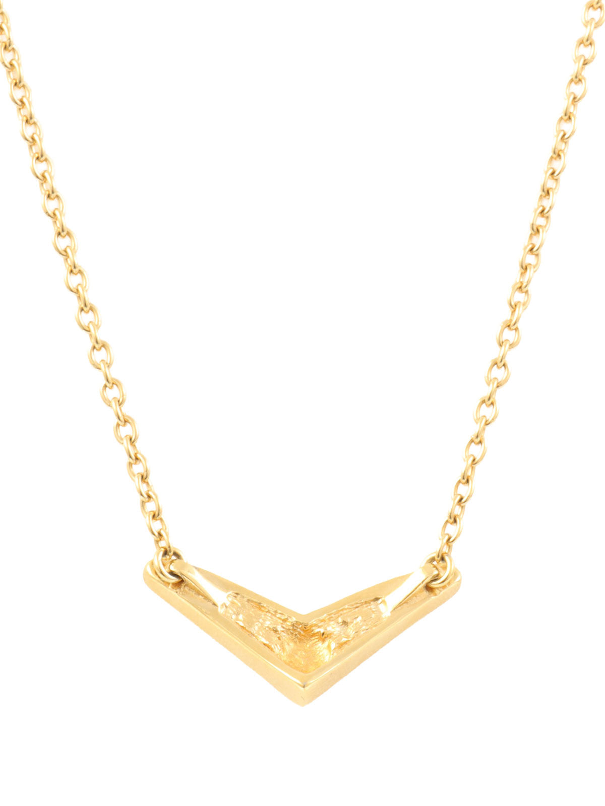Rhinestone V motif necklace in gold