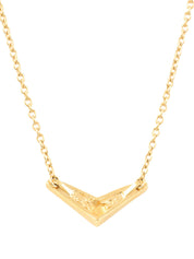 Rhinestone V motif necklace in gold