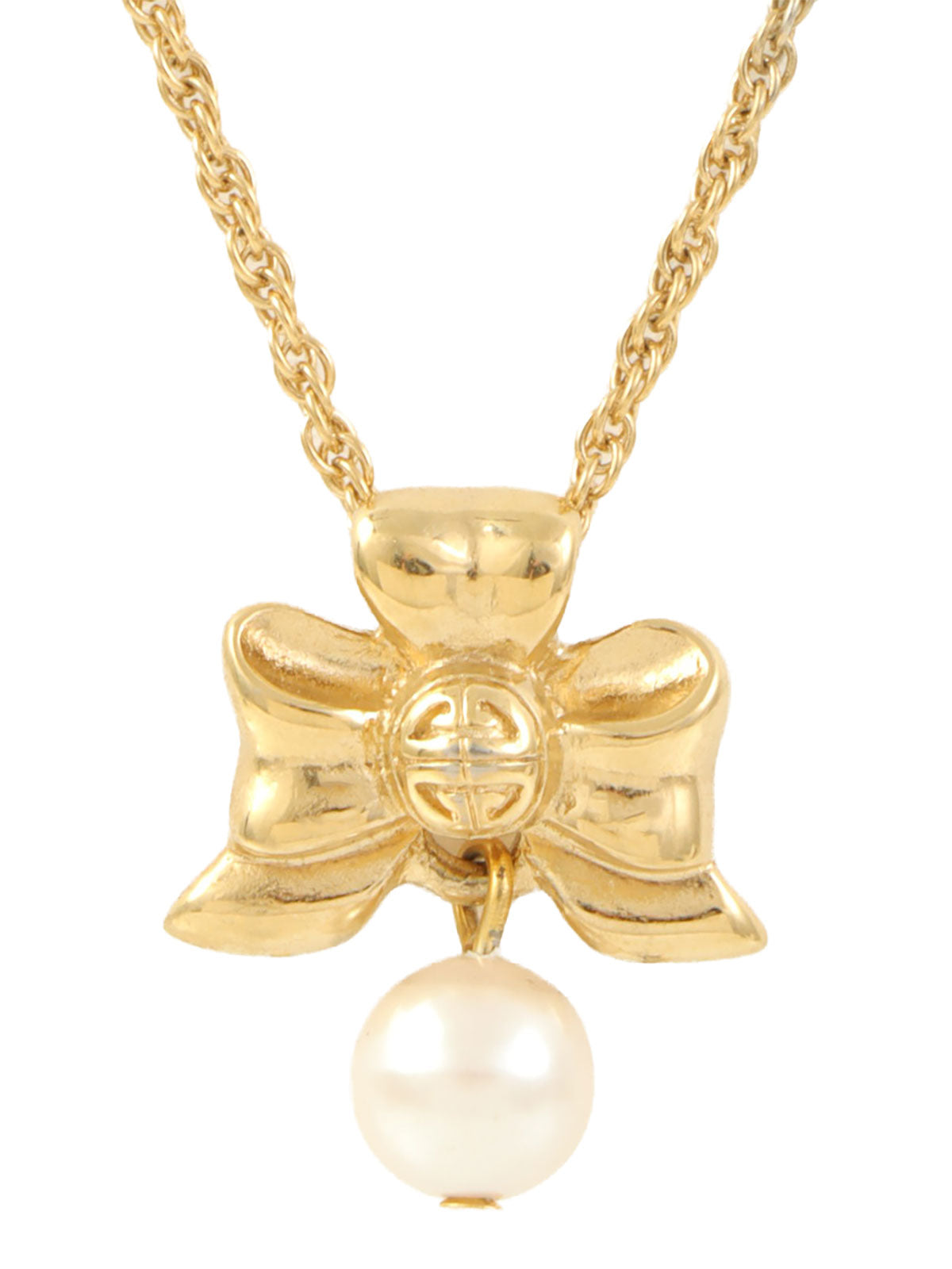 パールリボンモチーフネックレス ゴールド