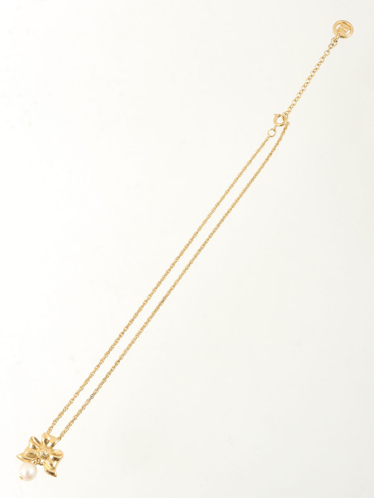 パールリボンモチーフネックレス ゴールド