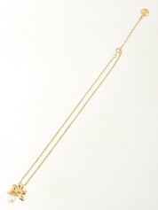 パールリボンモチーフネックレス ゴールド