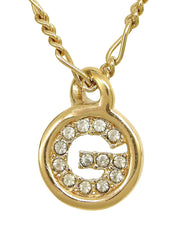 ラインストーンラウンドロゴネックレス ゴールド