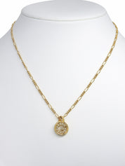 ラインストーンラウンドロゴネックレス ゴールド