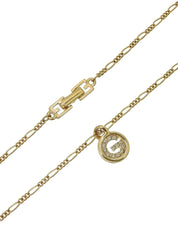 ラインストーンラウンドロゴネックレス ゴールド