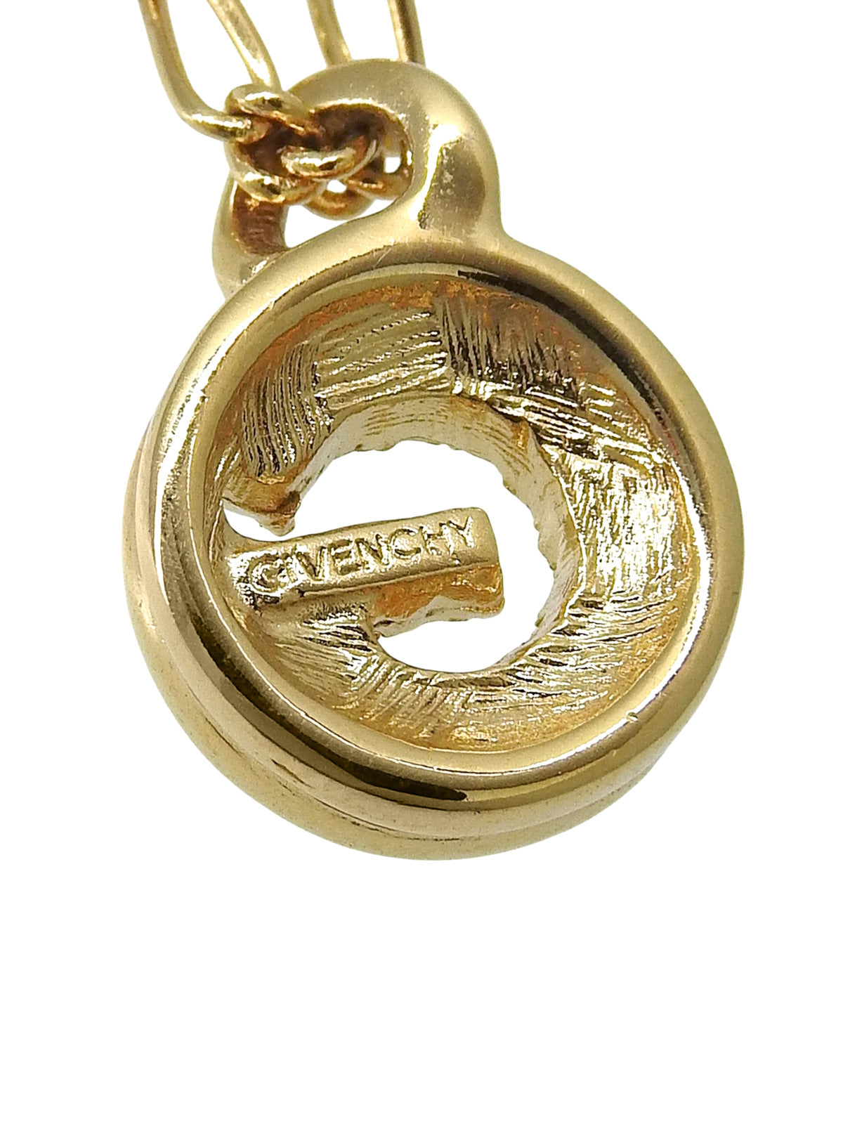 ラインストーンラウンドロゴネックレス ゴールド