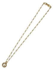 Rhinestone Round Logo Necklace in Gold