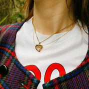 Rhinestone Heart Motif Necklace Gold