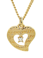 ラインストーンハートモチーフネックレス ゴールド