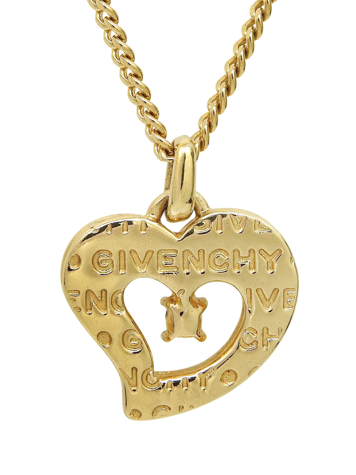 Rhinestone Heart Motif Necklace Gold