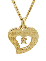 Rhinestone Heart Motif Necklace Gold