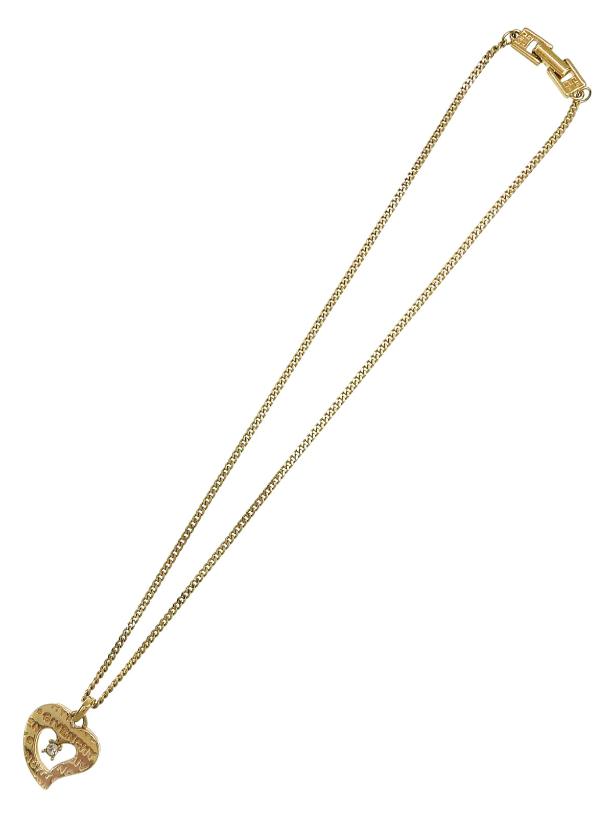 ラインストーンハートモチーフネックレス ゴールド