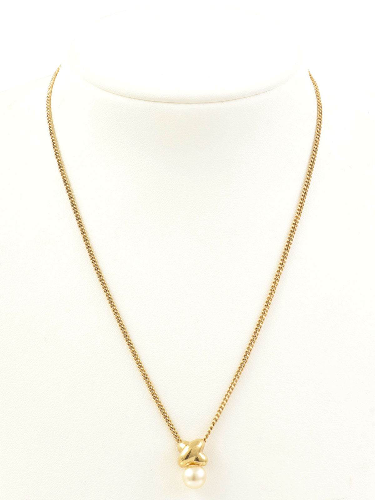 パールクロスモチーフネックレス ゴールド