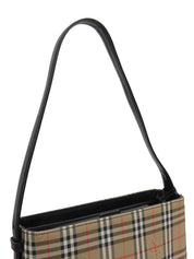 Nova Check Pattern Logo Emblem One-Shoulder Bag Black/Beige