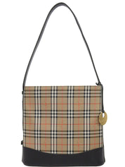 Nova Check Pattern Logo Emblem One-Shoulder Bag Black/Beige