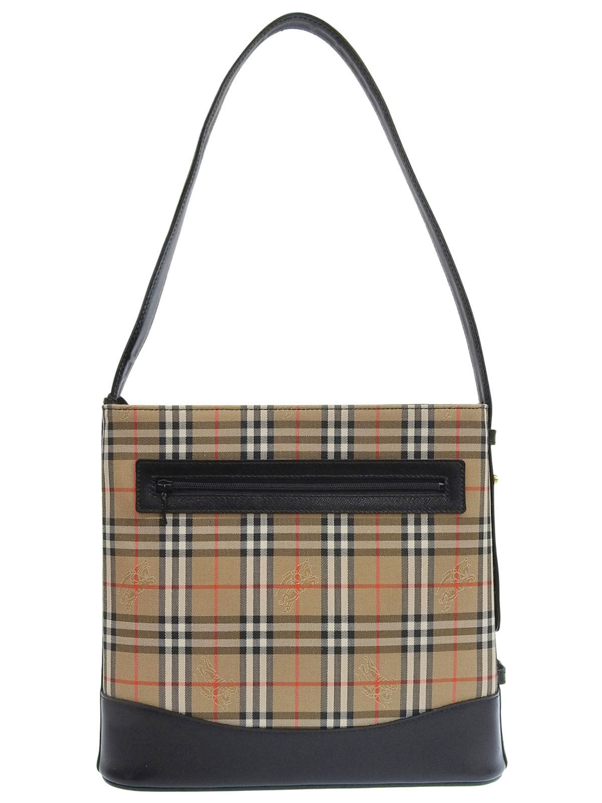Nova Check Pattern Logo Emblem One-Shoulder Bag Black/Beige