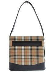 Nova Check Pattern Logo Emblem One-Shoulder Bag Black/Beige