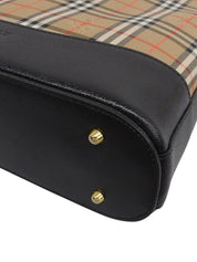 Nova Check Pattern Logo Emblem One-Shoulder Bag Black/Beige