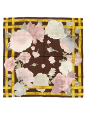 シルクローズモチーフスカーフ ブラウン/マルチ