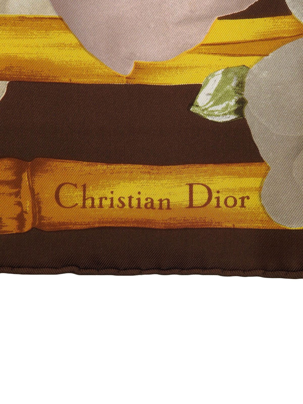 シルクローズモチーフスカーフ ブラウン/マルチ