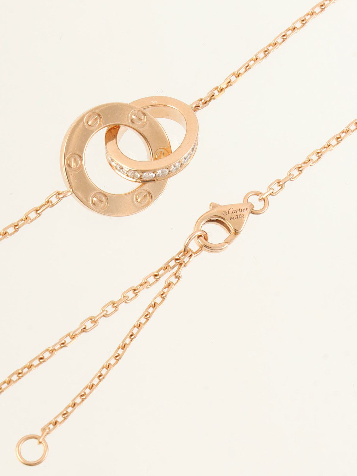 18Kダイヤモンドラブサークルネックレス ゴールド