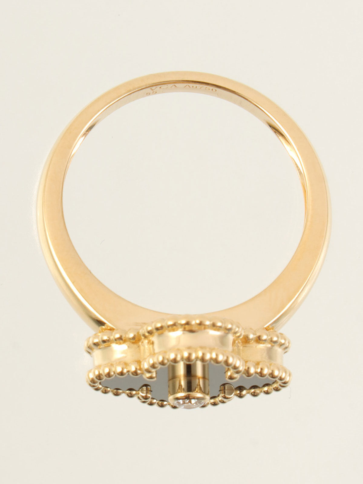 18K金镶钻复古阿尔罕布拉戒指，金色/黑色