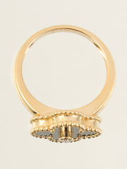 18K金镶钻复古阿尔罕布拉戒指，金色/黑色