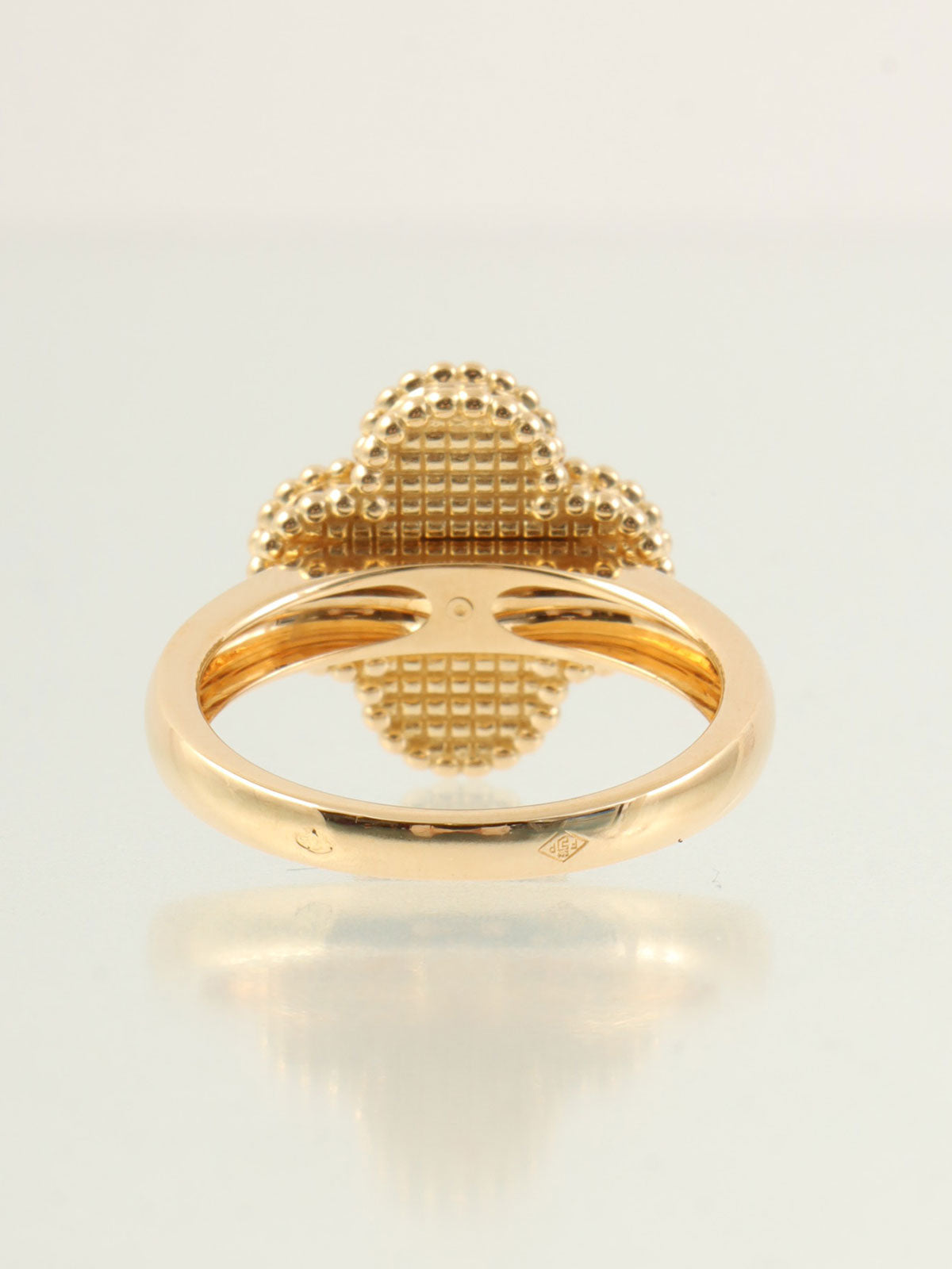 18K金镶钻复古阿尔罕布拉戒指，金色/黑色