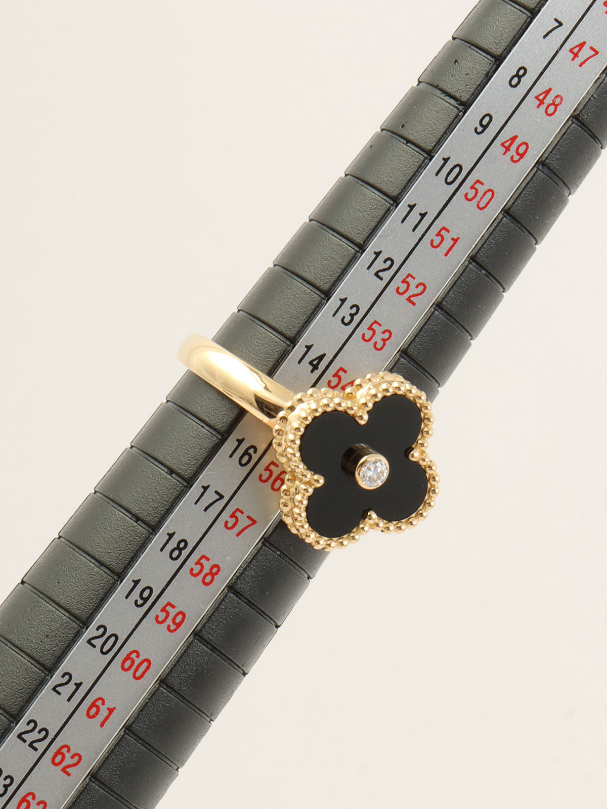 18K金镶钻复古阿尔罕布拉戒指，金色/黑色