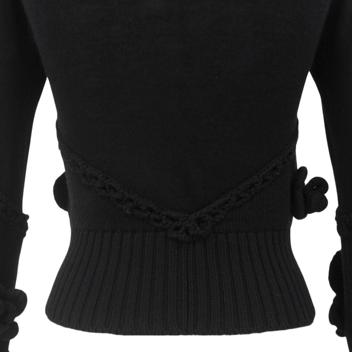 2007 Camellia motif CC mark plate knit top Black